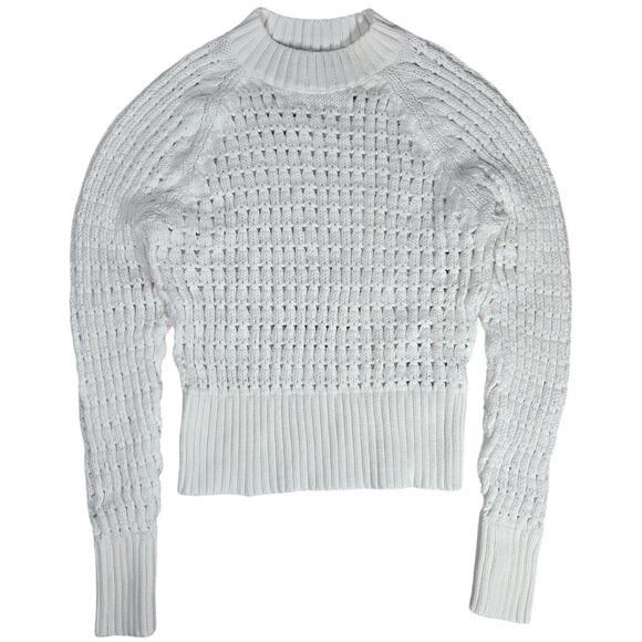 J. Crew Pointelle Crewneck Sweater in White S BZ498 - Picture 1 of 8